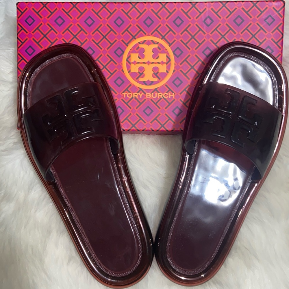 NIB RED Tory Burch BUBBLE JELLY SLIDES